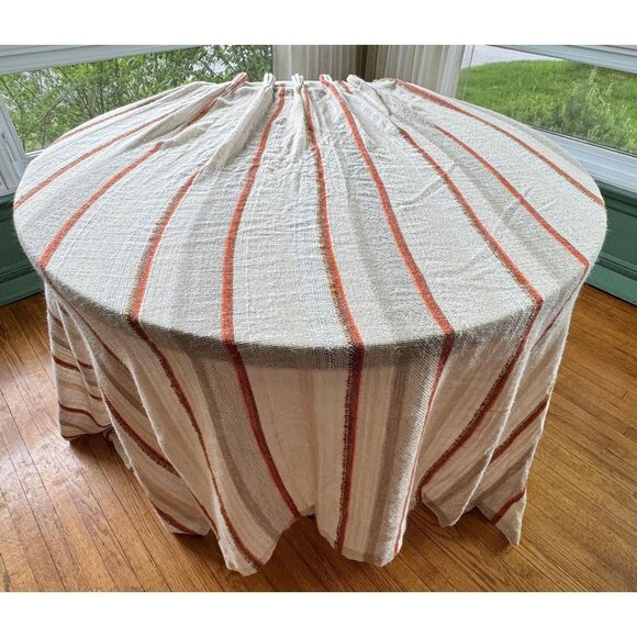 Vintage 70s pleated curtain, tan, orange, brown vertical stripes, price for one - Picture 1 of 10